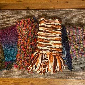 Homemade Knit Scarfs & Neck Warmer Four Piece Bundle